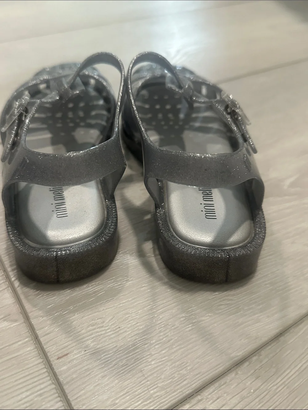 Mini Melissa Girls' Glitter Jelly Possession Sandals - Silver